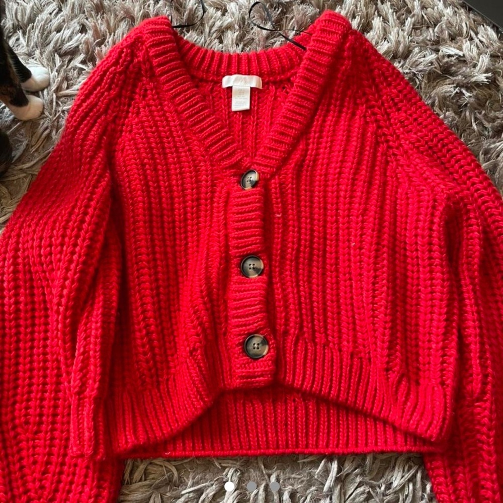 red h&m cardigan size s